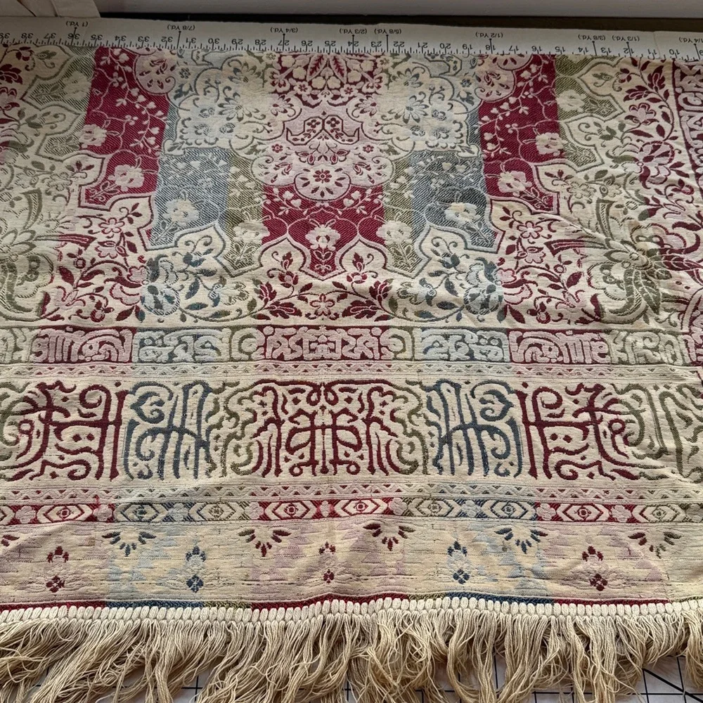 Vintage Woven Tapestry Throw / Wall Hanging – Warrior on Camel & Palm Trees– MCM